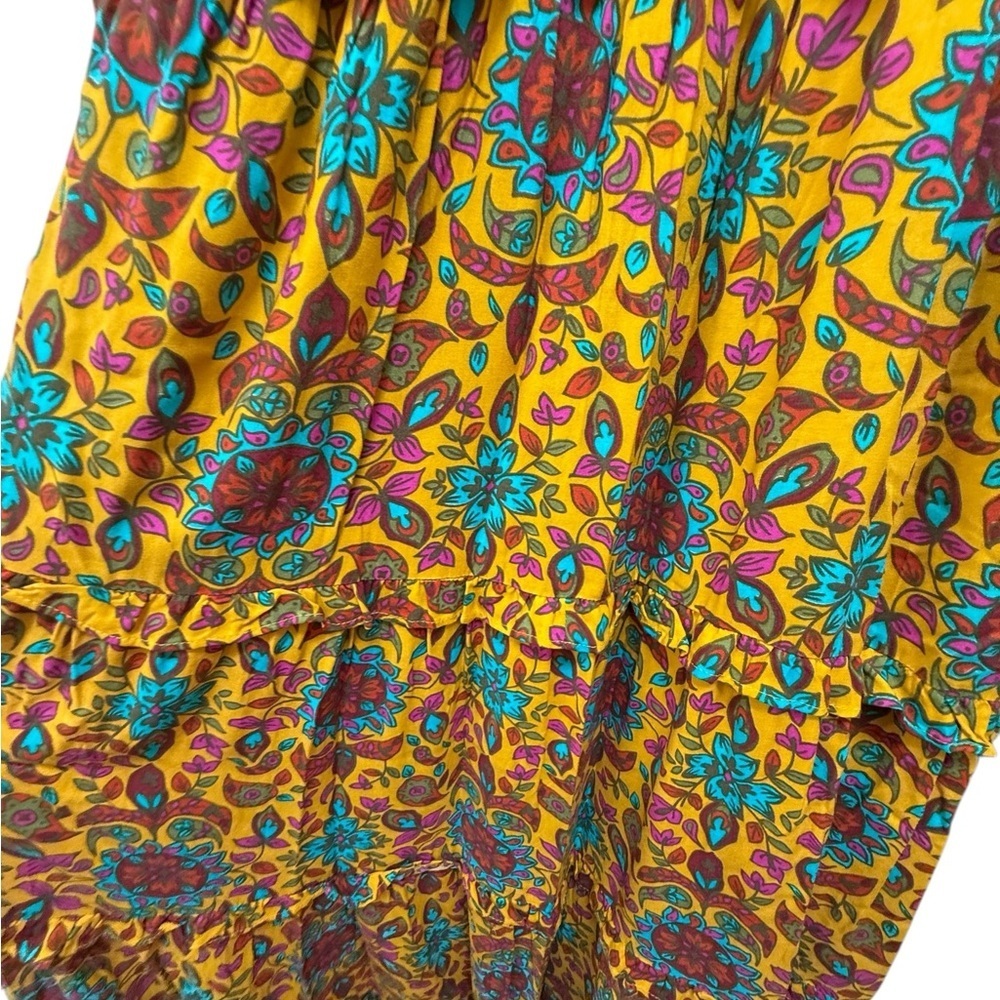 House of Harlow Boho Floral Paisley Print Ruffle Tiered Long Sleeve Maxi Dress S - Picture 5 of 8